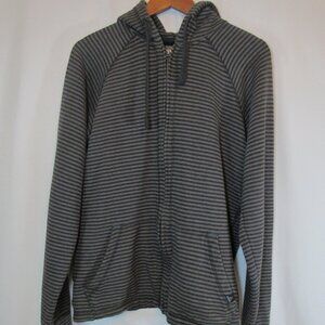 PrAna men's Medium Gray Striped Keller Hooded Zip Up Sweatshirt Light Jacket